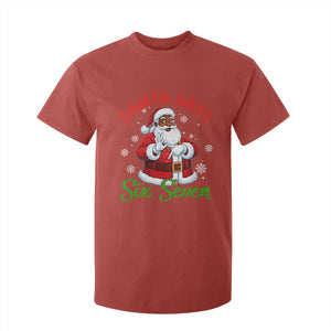 Funny Black Santa Says Six Seven T Shirt For Kid Christmas 67 Meme African American Santa Gen Alpha Slang TS11 Red Print Your Wear