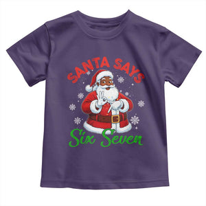 Funny Black Santa Says Six Seven Toddler T Shirt Christmas 67 Meme African American Santa Gen Alpha Slang TS11 Purple Print Your Wear