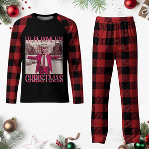 Funny Pink Trump Xmas Plaid Pajama Set I'll Be Home For Christmas White House TS11 Buffalo Plaid Print Your Wear