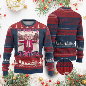 Funny Pink Trump Xmas Ugly Christmas Sweater I'll Be Home For Christmas White House TS11 Burgundy Print Your Wear