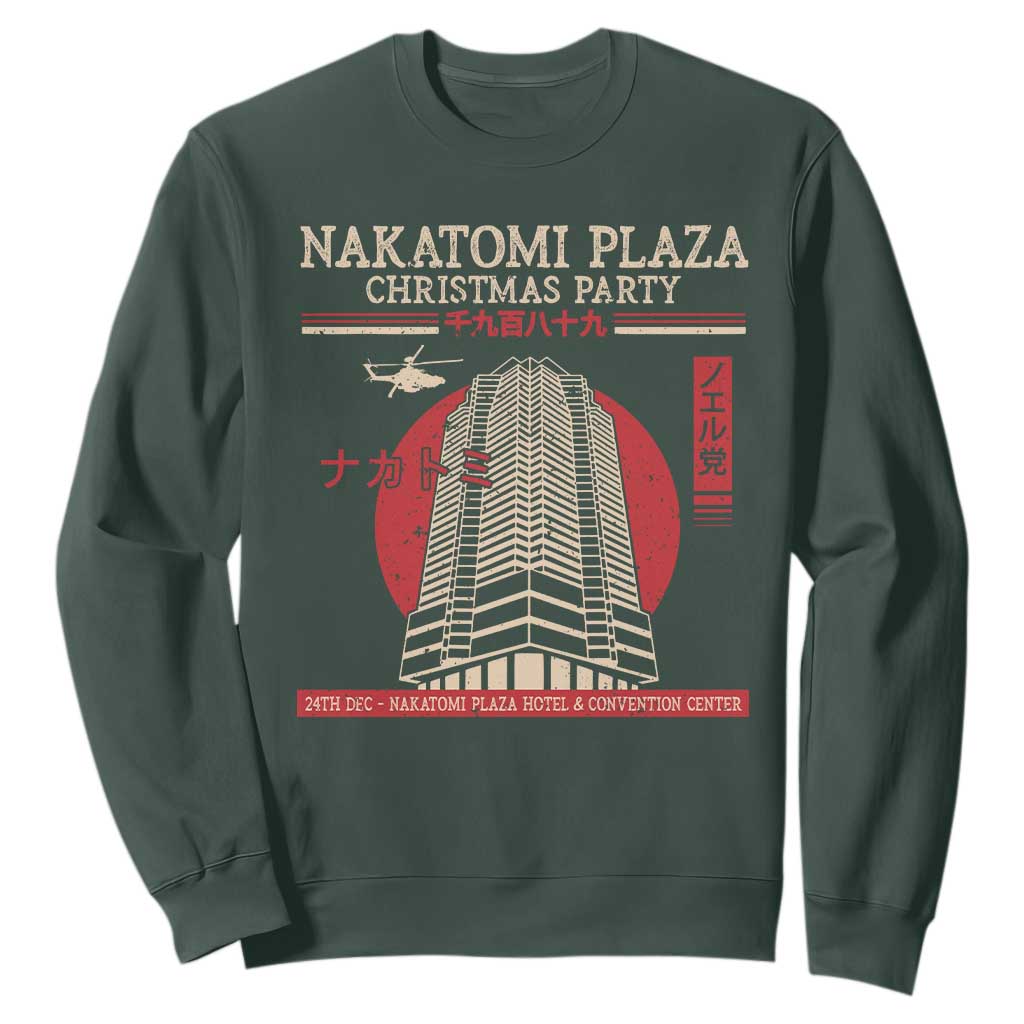 Christmas Nakatomi Plaza Sweatshirt Christmas Party 1988 Noel Vintage Japanese Style TS11 Dark Forest Green Print Your Wear