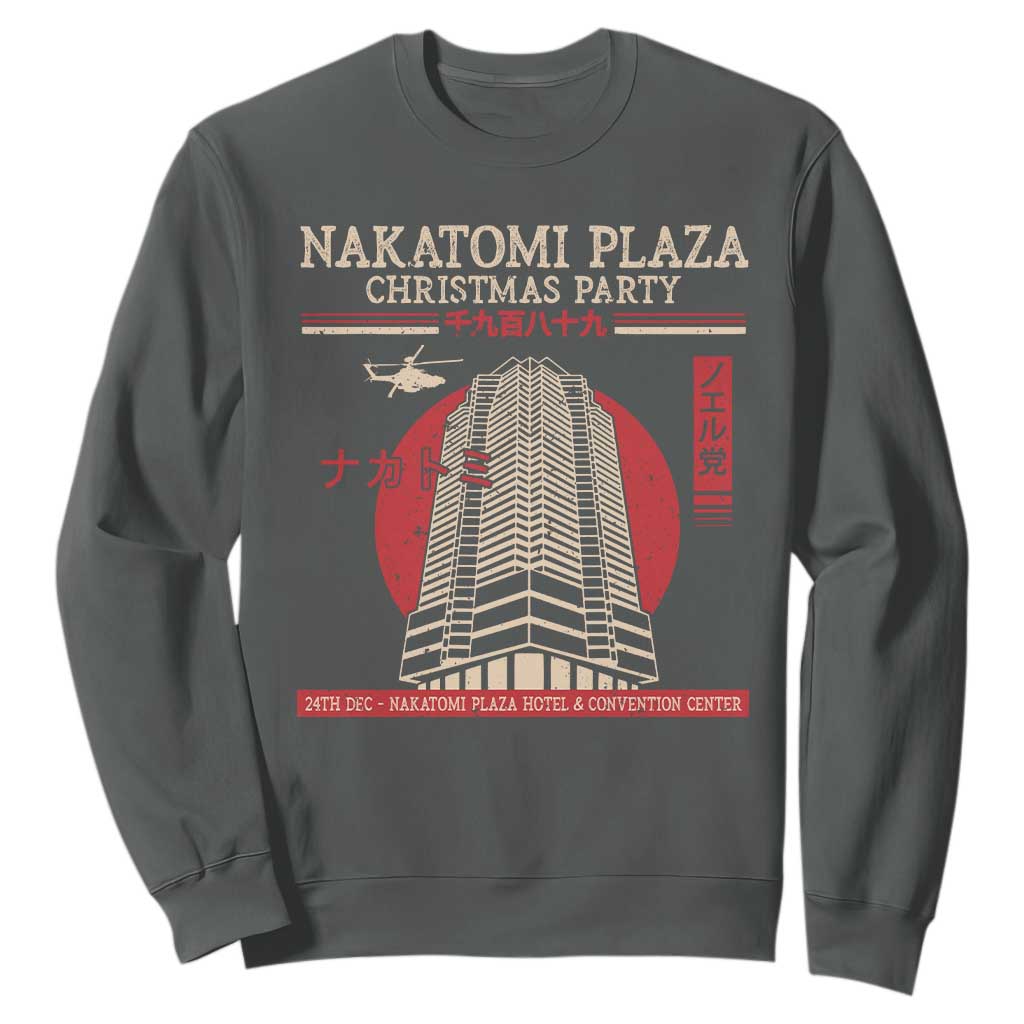 Christmas Nakatomi Plaza Sweatshirt Christmas Party 1988 Noel Vintage Japanese Style TS11 Dark Heather Print Your Wear