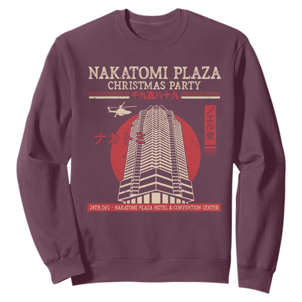 Christmas Nakatomi Plaza Sweatshirt Christmas Party 1988 Noel Vintage Japanese Style TS11 Maroon Print Your Wear