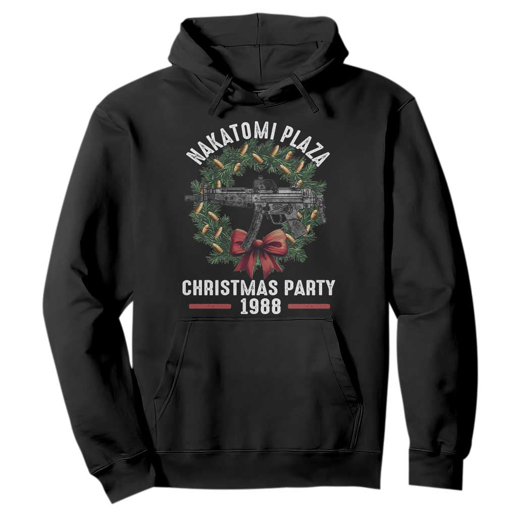 Funny Nakatomi Plaza Hoodie Christmas Party 1988 Xmas Bullet Gun Wreath TS11 Black Print Your Wear