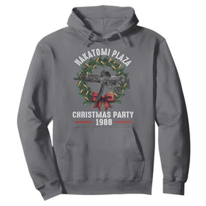 Funny Nakatomi Plaza Hoodie Christmas Party 1988 Xmas Bullet Gun Wreath TS11 Charcoal Print Your Wear