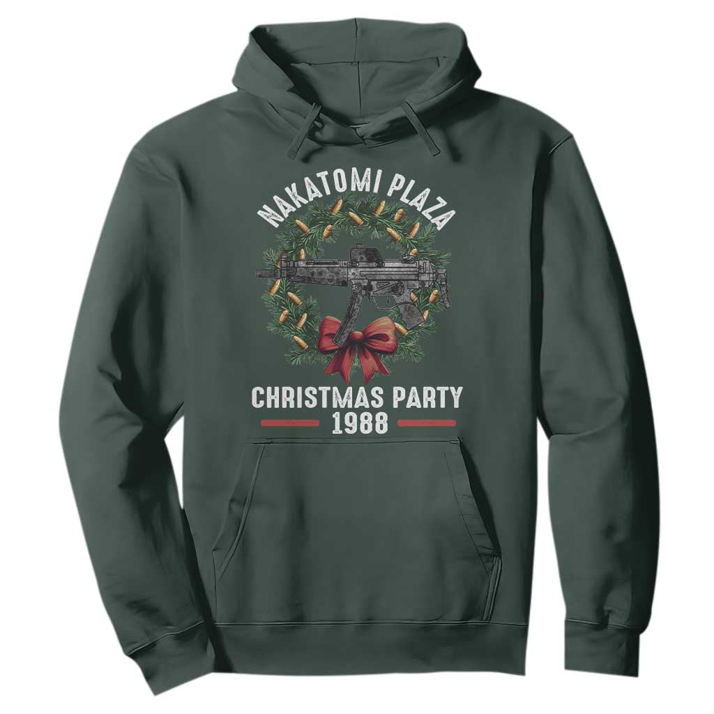 Funny Nakatomi Plaza Hoodie Christmas Party 1988 Xmas Bullet Gun Wreath TS11 Dark Forest Green Print Your Wear
