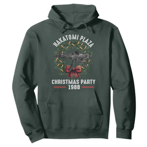 Funny Nakatomi Plaza Hoodie Christmas Party 1988 Xmas Bullet Gun Wreath TS11 Dark Forest Green Print Your Wear