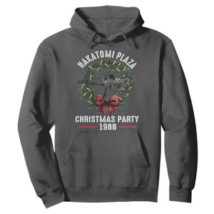Funny Nakatomi Plaza Hoodie Christmas Party 1988 Xmas Bullet Gun Wreath TS11 Dark Heather Print Your Wear