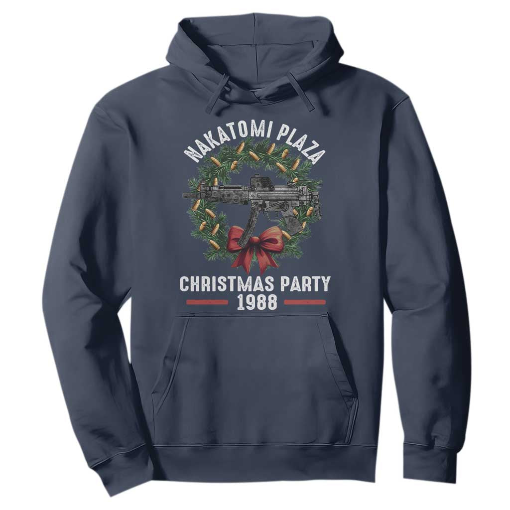 Funny Nakatomi Plaza Hoodie Christmas Party 1988 Xmas Bullet Gun Wreath TS11 Navy Print Your Wear