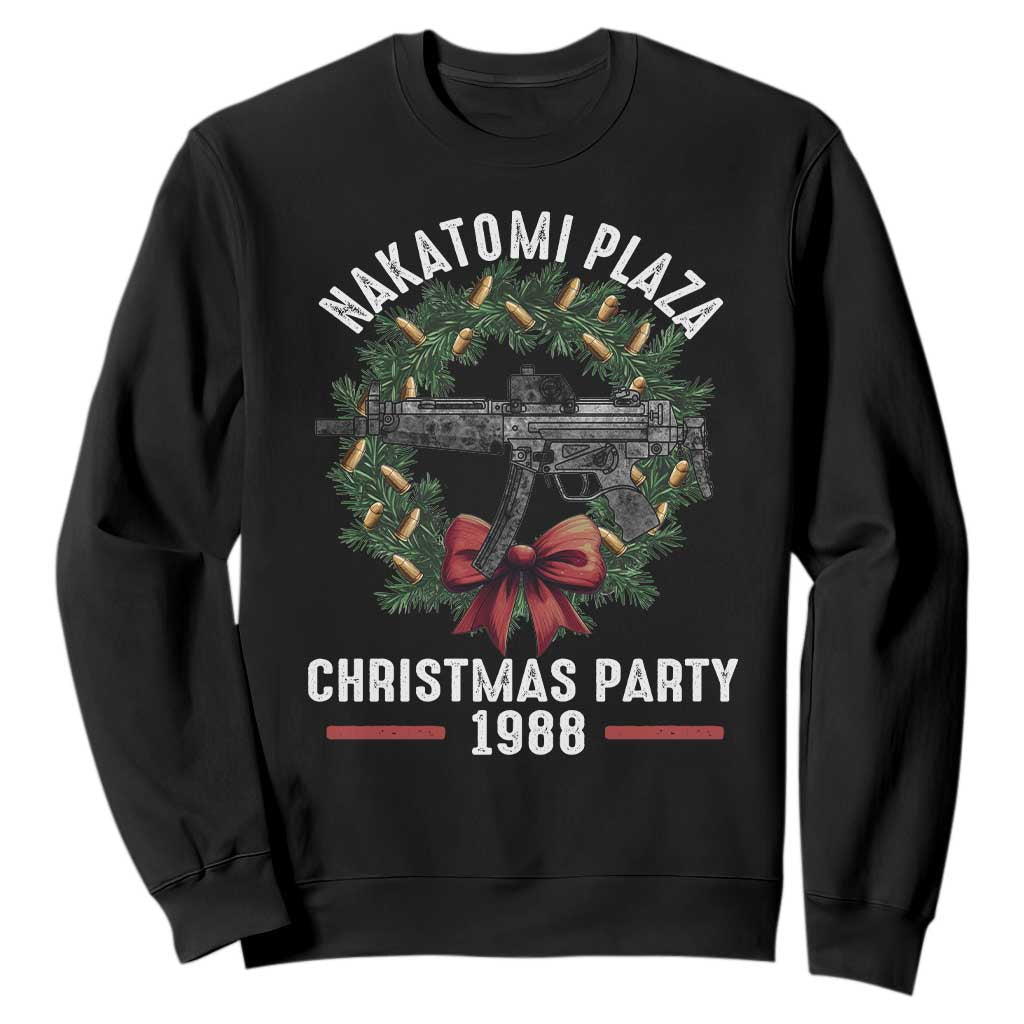 Funny Nakatomi Plaza Sweatshirt Christmas Party 1988 Xmas Bullet Gun Wreath TS11 Black Print Your Wear