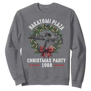 Funny Nakatomi Plaza Sweatshirt Christmas Party 1988 Xmas Bullet Gun Wreath TS11 Charcoal Print Your Wear