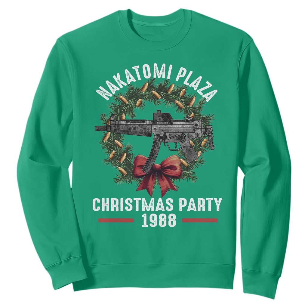Funny Nakatomi Plaza Sweatshirt Christmas Party 1988 Xmas Bullet Gun Wreath TS11 Irish Green Print Your Wear