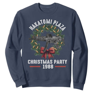 Funny Nakatomi Plaza Sweatshirt Christmas Party 1988 Xmas Bullet Gun Wreath TS11 Navy Print Your Wear