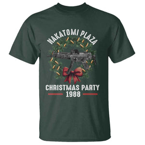 Funny Nakatomi Plaza T Shirt Christmas Party 1988 Xmas Bullet Gun Wreath TS11 Dark Forest Green Print Your Wear