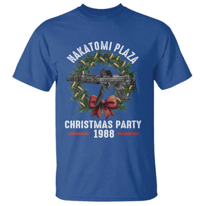 Funny Nakatomi Plaza T Shirt Christmas Party 1988 Xmas Bullet Gun Wreath TS11 Royal Blue Print Your Wear