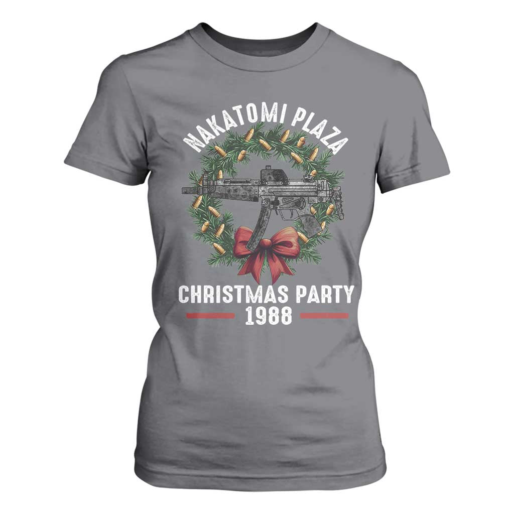 Funny Nakatomi Plaza T Shirt For Women Christmas Party 1988 Xmas Bullet Gun Wreath TS11 Charcoal Print Your Wear