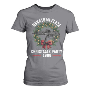 Funny Nakatomi Plaza T Shirt For Women Christmas Party 1988 Xmas Bullet Gun Wreath TS11 Charcoal Print Your Wear