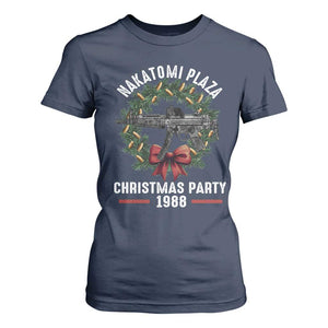 Funny Nakatomi Plaza T Shirt For Women Christmas Party 1988 Xmas Bullet Gun Wreath TS11 Navy Print Your Wear