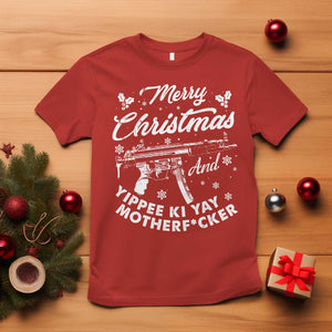 Funny Nakatomi Plaza T Shirt Merry Christmas And Yippee Ki Yay Snowflake Gun TS11 Red Print Your Wear