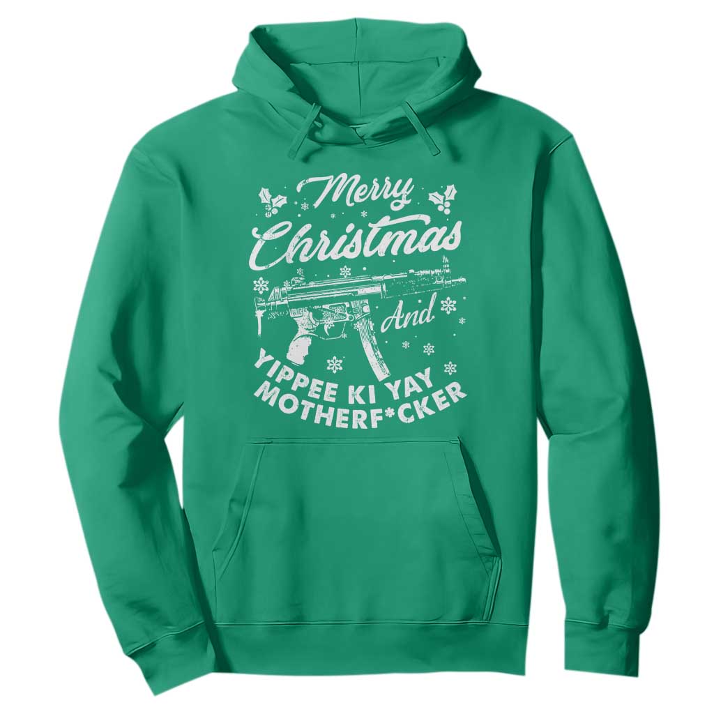Funny Nakatomi Plaza Hoodie Merry Christmas And Yippee Ki Yay Snowflake Gun TS11 Irish Green Print Your Wear