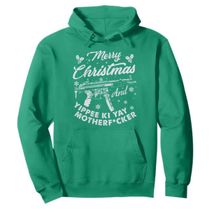 Funny Nakatomi Plaza Hoodie Merry Christmas And Yippee Ki Yay Snowflake Gun TS11 Irish Green Print Your Wear