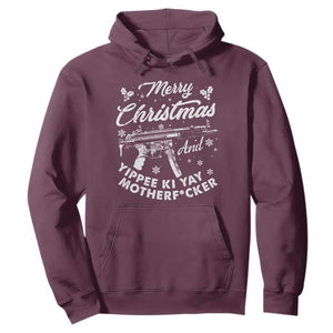 Funny Nakatomi Plaza Hoodie Merry Christmas And Yippee Ki Yay Snowflake Gun TS11 Maroon Print Your Wear