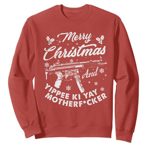 Funny Nakatomi Plaza Sweatshirt Merry Christmas And Yippee Ki Yay Snowflake Gun TS11 Red Print Your Wear