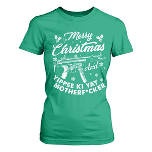 Funny Nakatomi Plaza T Shirt For Women Merry Christmas And Yippee Ki Yay Snowflake Gun TS11 Irish Green Print Your Wear
