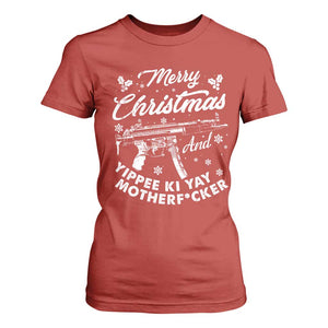 Funny Nakatomi Plaza T Shirt For Women Merry Christmas And Yippee Ki Yay Snowflake Gun TS11 Red Print Your Wear