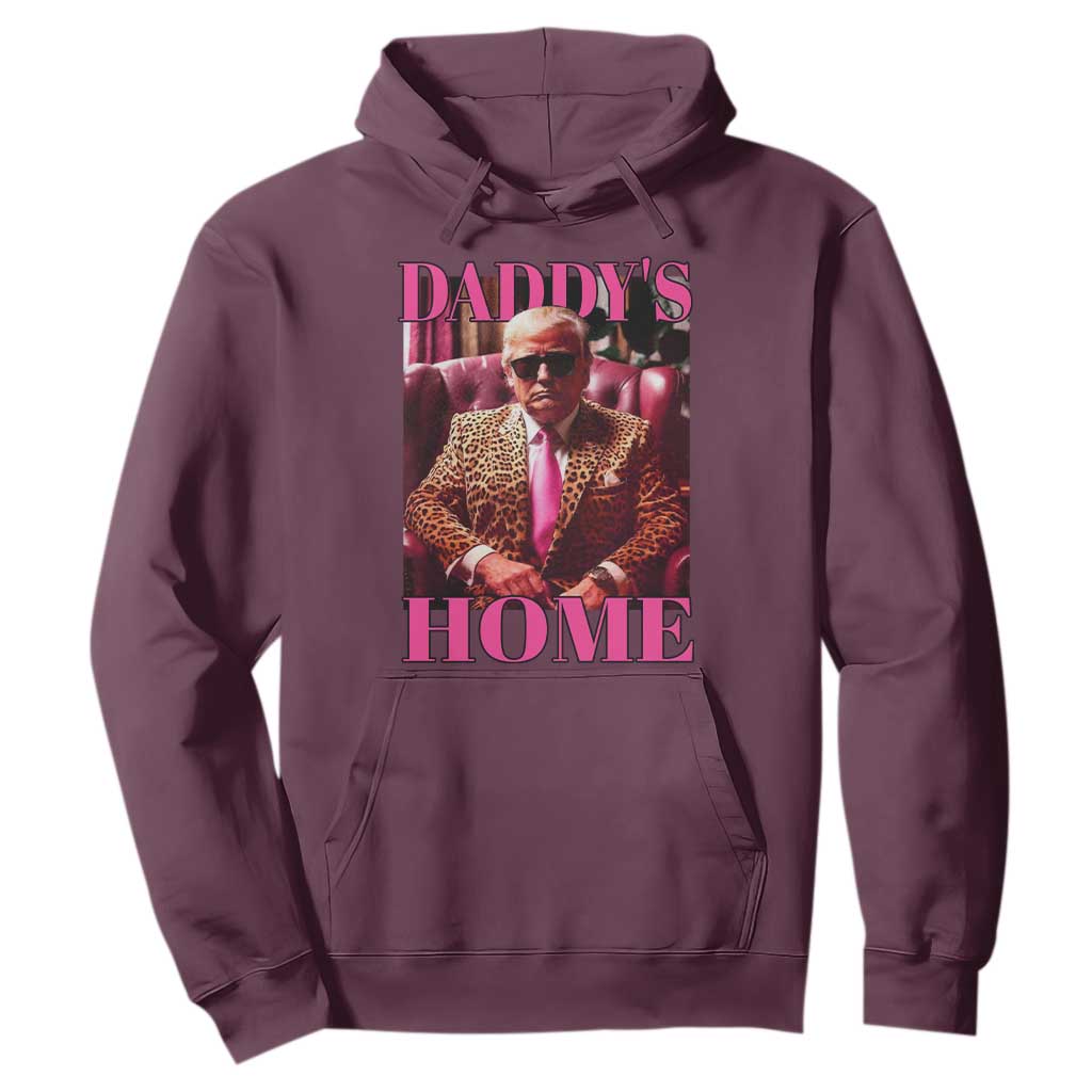 Funny Pink Leopard President Trump Hoodie Daddy's Home White House US Election 2024 TS11 Maroon Print Your Wear