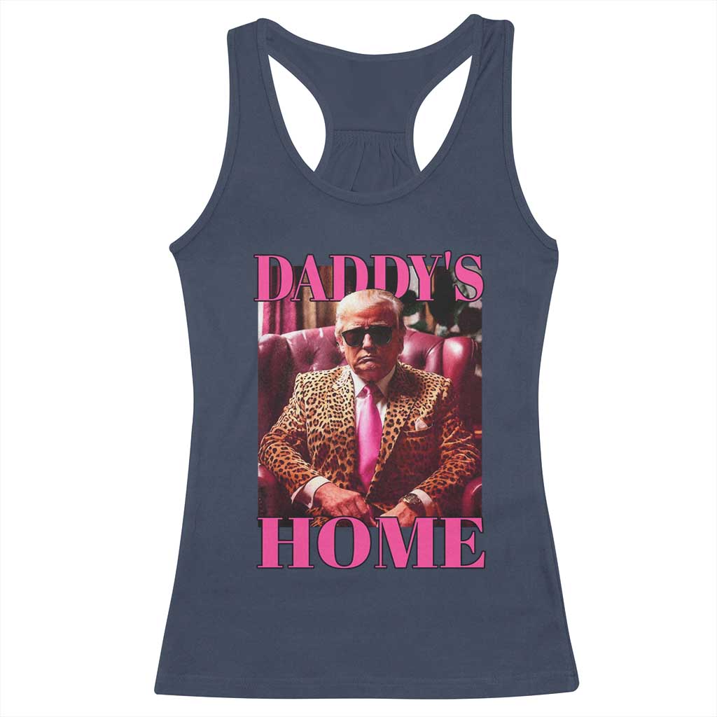 Funny Pink Leopard President Trump Racerback Tank Top Daddy's Home White House US Election 2024 TS11 Navy Print Your Wear