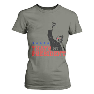 That's My President Trump 2024 T Shirt For Women President 45 And 47 US Election TS11 Military Green Print Your Wear