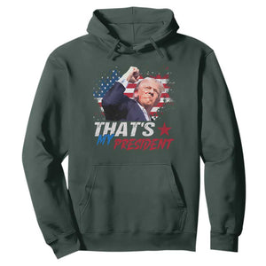 That's My President Trump 2024 Hoodie Vintage American Flag TS11 Dark Forest Green Print Your Wear