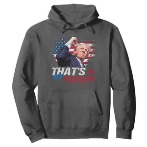 That's My President Trump 2024 Hoodie Vintage American Flag TS11 Dark Heather Print Your Wear