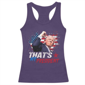 That's My President Trump 2024 Racerback Tank Top Vintage American Flag TS11 Purple Print Your Wear