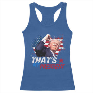 That's My President Trump 2024 Racerback Tank Top Vintage American Flag TS11 Royal Blue Print Your Wear