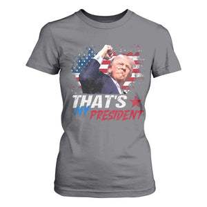 That's My President Trump 2024 T Shirt For Women Vintage American Flag TS11 Charcoal Print Your Wear