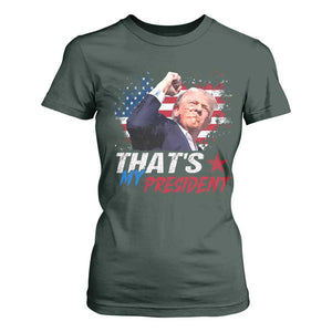 That's My President Trump 2024 T Shirt For Women Vintage American Flag TS11 Dark Forest Green Print Your Wear