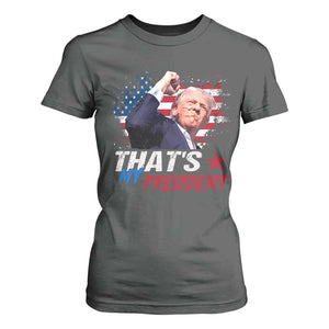 That's My President Trump 2024 T Shirt For Women Vintage American Flag TS11 Dark Heather Print Your Wear