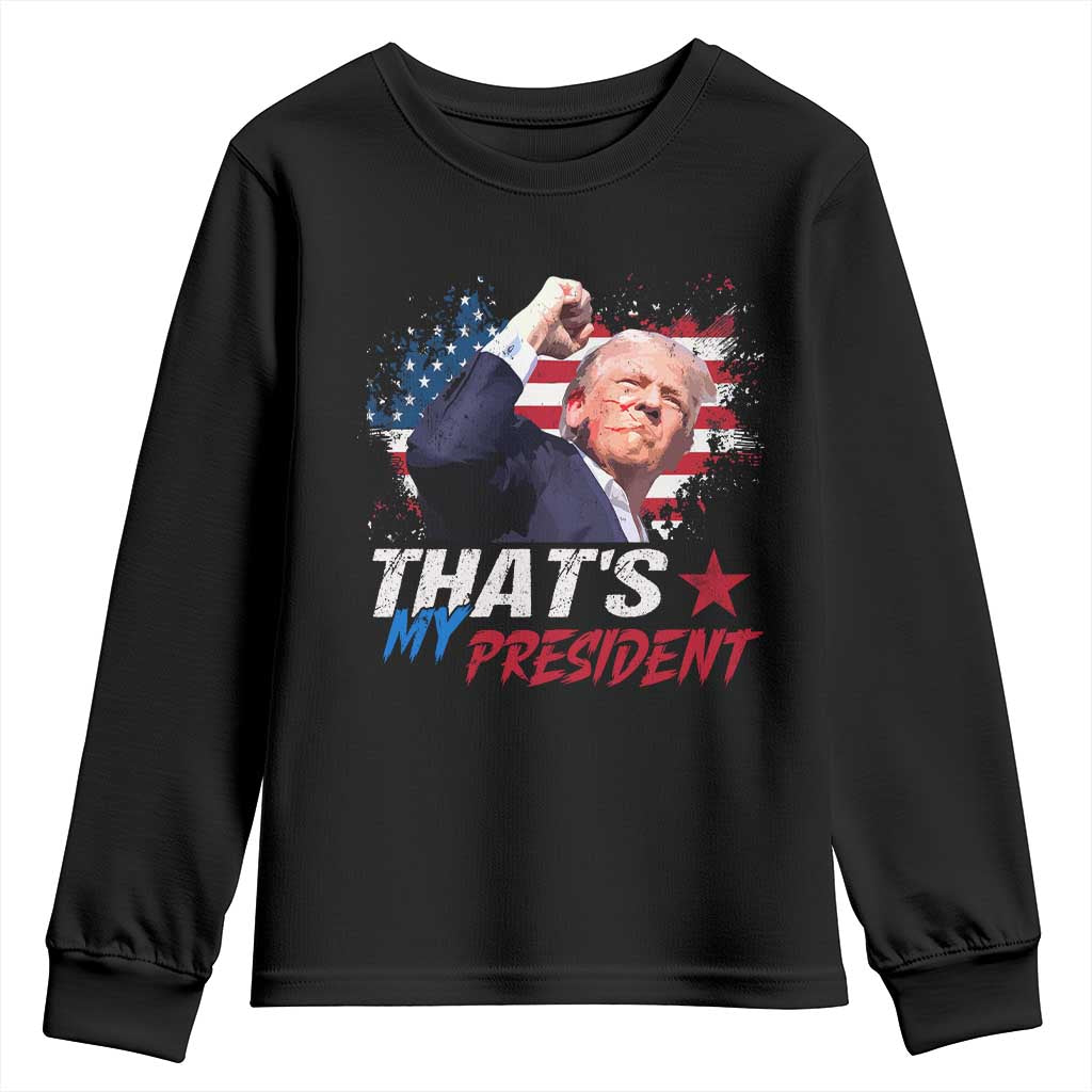 That's My President Trump 2024 Youth Sweatshirt Vintage American Flag TS11 Black Print Your Wear