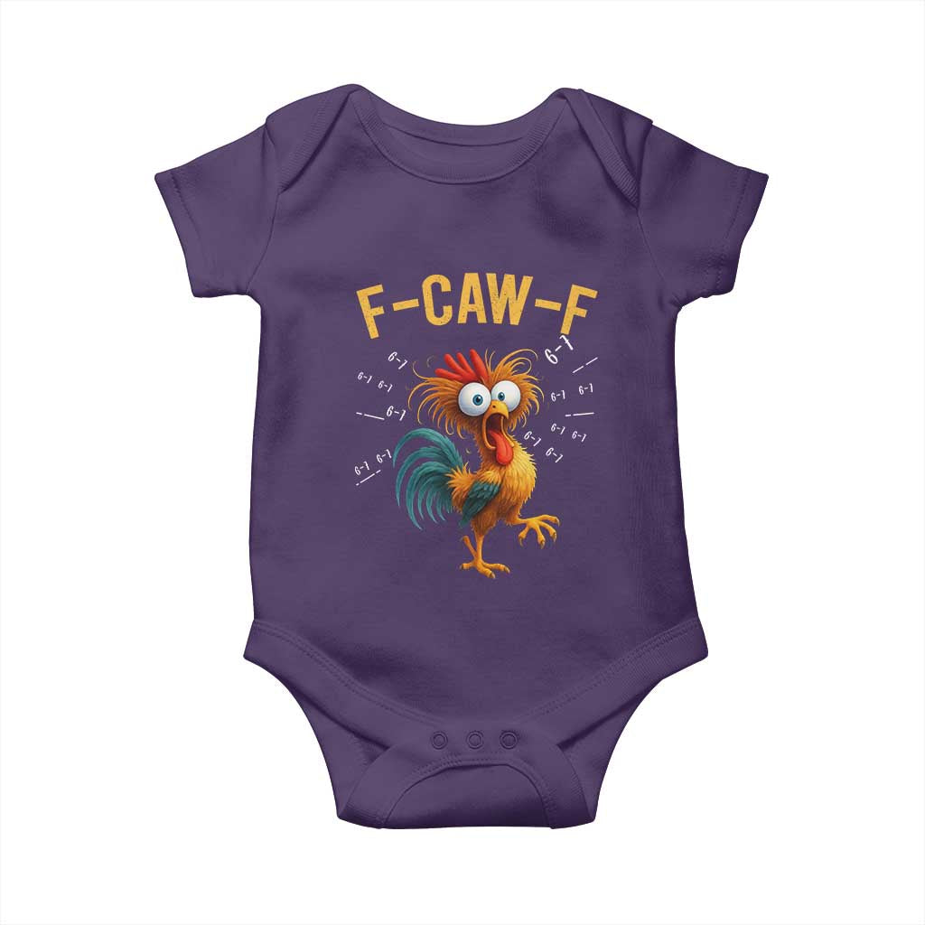 Funny F Caw F 67 Meme Baby Onesie Cartoon Rooster Chicken Poultry Humor TS11 Purple Print Your Wear