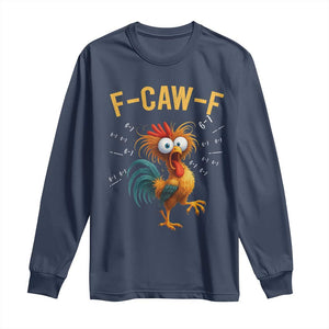 Funny F Caw F 67 Meme Long Sleeve Shirt Cartoon Rooster Chicken Poultry Humor TS11 Navy Print Your Wear