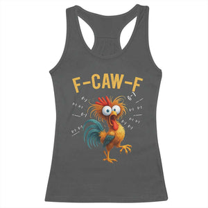 Funny F Caw F 67 Meme Racerback Tank Top Cartoon Rooster Chicken Poultry Humor TS11 Dark Heather Print Your Wear