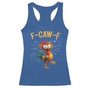Funny F Caw F 67 Meme Racerback Tank Top Cartoon Rooster Chicken Poultry Humor TS11 Royal Blue Print Your Wear