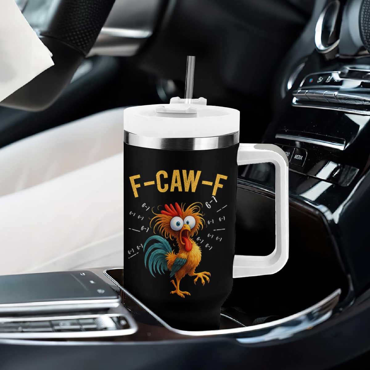 Funny F Caw F 67 Meme Tumbler With Handle Cartoon Rooster Chicken Poultry Humor TS11 Print Your Wear