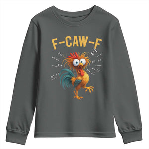 Funny F Caw F 67 Meme Youth Sweatshirt Cartoon Rooster Chicken Poultry Humor TS11 Dark Heather Print Your Wear