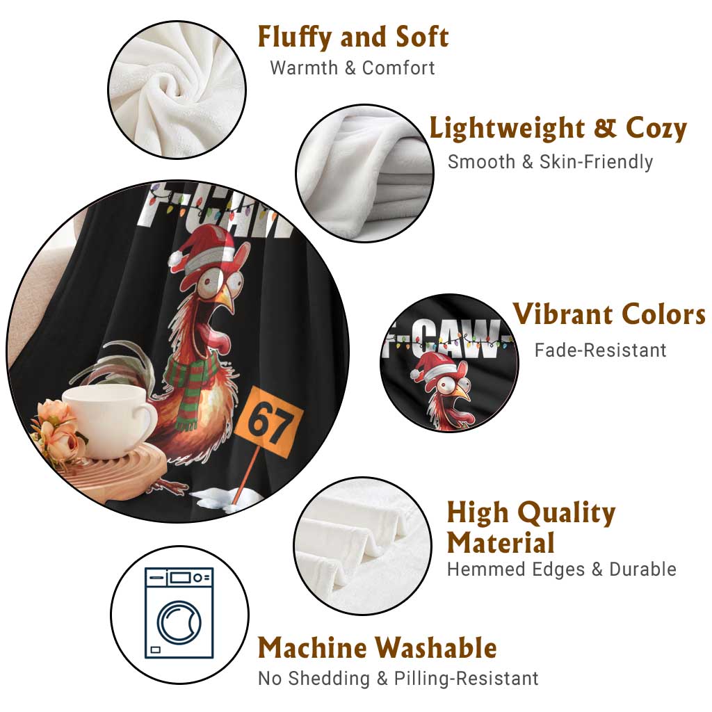 Funny F Caw F 67 Meme Christmas Throw Blanket Xmas Cartoon Rooster Chicken Poultry Humor TS11 Print Your Wear