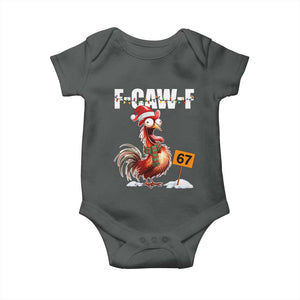 Funny F Caw F 67 Meme Christmas Baby Onesie Xmas Cartoon Rooster Chicken Poultry Humor TS11 Dark Heather Print Your Wear