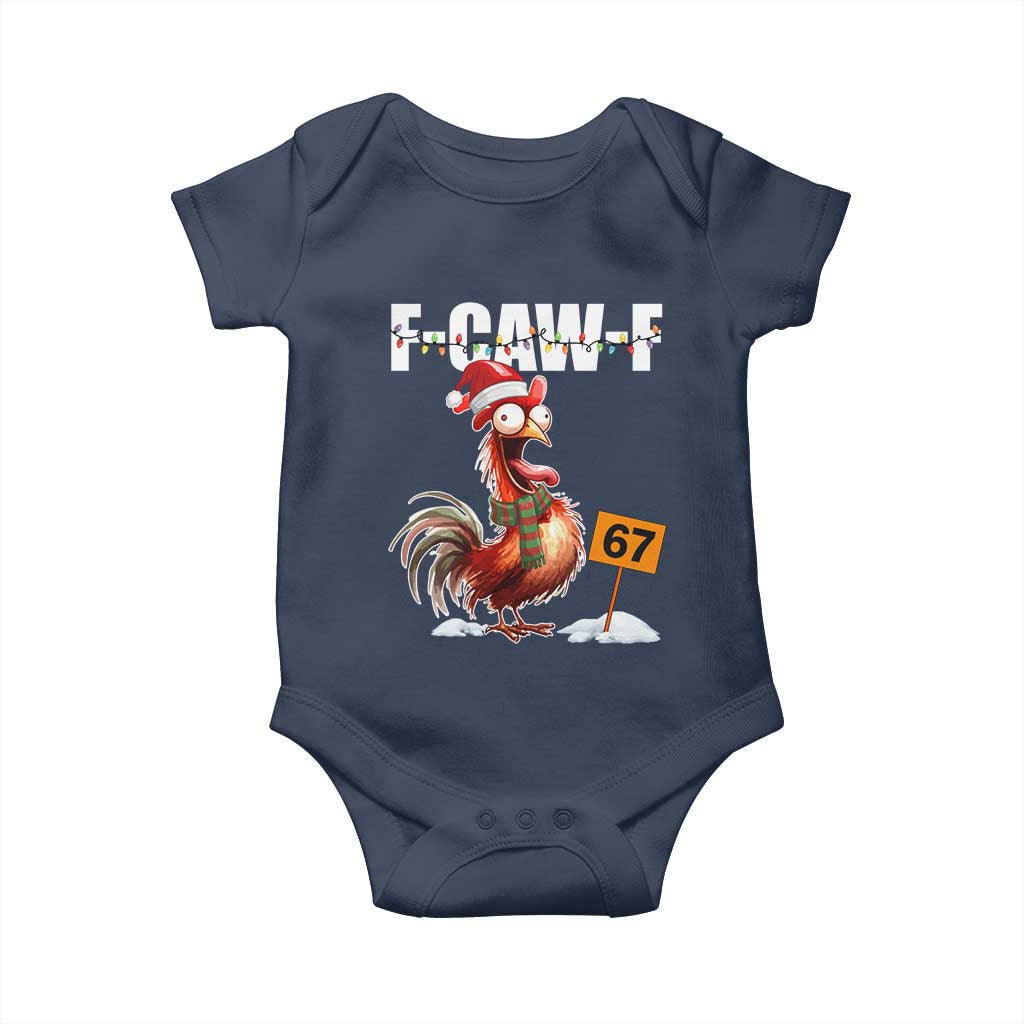 Funny F Caw F 67 Meme Christmas Baby Onesie Xmas Cartoon Rooster Chicken Poultry Humor TS11 Navy Print Your Wear