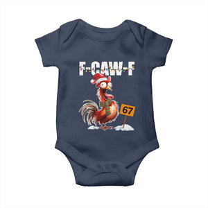 Funny F Caw F 67 Meme Christmas Baby Onesie Xmas Cartoon Rooster Chicken Poultry Humor TS11 Navy Print Your Wear